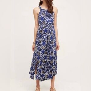 Anthropologie Maeve boho patterned maxi with slid and waist accent Size M CB119